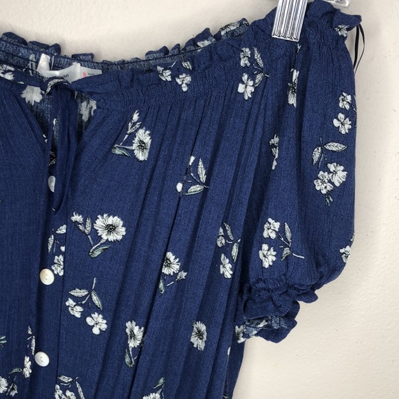 Off Shoulder Blue Floral Dress - Picture 9 of 11